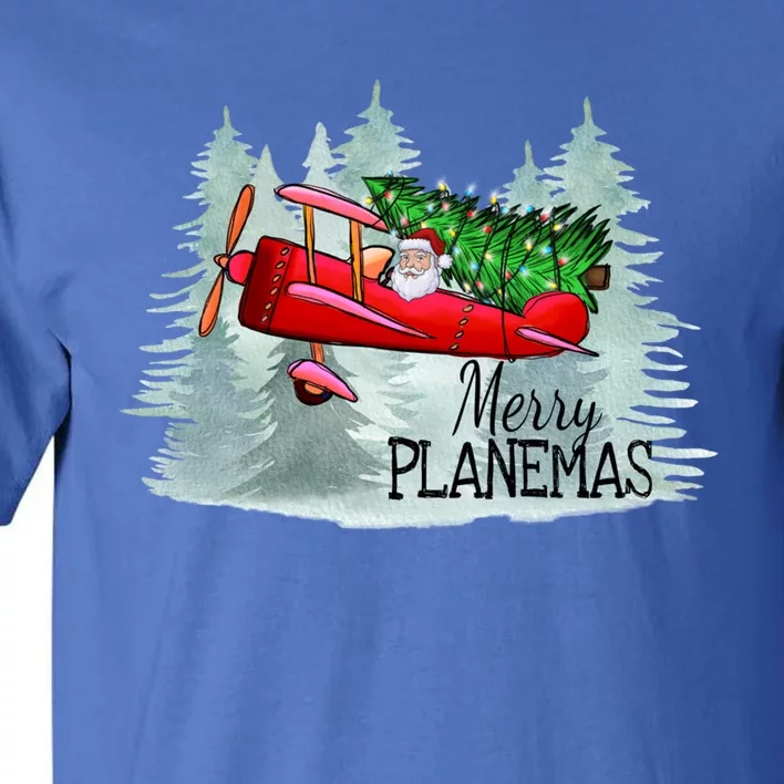 Merry Planemas Funny Pilot Airplane Christmas Cute Gift Captain Great Gift Tall T-Shirt