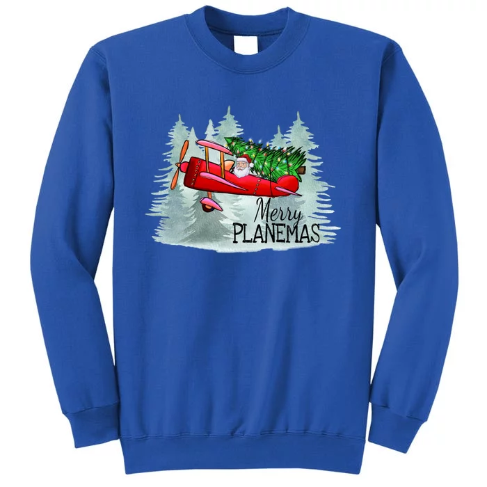 Merry Planemas Funny Pilot Airplane Christmas Cute Gift Captain Great Gift Tall Sweatshirt