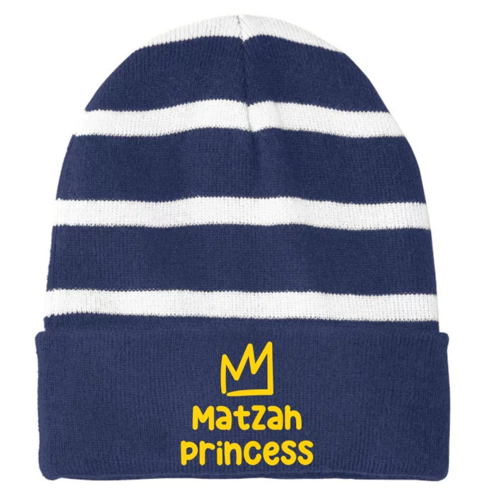 Matzah Princess Funny Passover Afikoman Jewish Pesach Striped Beanie with Solid Band