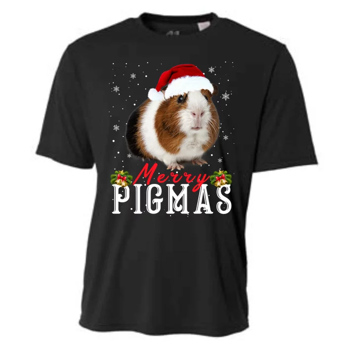 Merry Pigmas Face Mask Funny Guinea Pig Christmas Santa Xmas Cooling Performance Crew T-Shirt