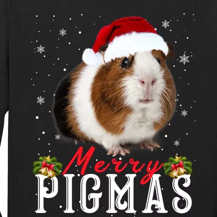 Merry Pigmas Face Mask Funny Guinea Pig Christmas Santa Xmas Tall Long Sleeve T-Shirt