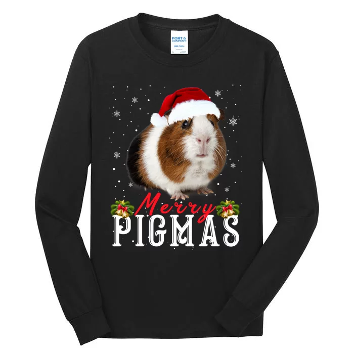 Merry Pigmas Face Mask Funny Guinea Pig Christmas Santa Xmas Tall Long Sleeve T-Shirt