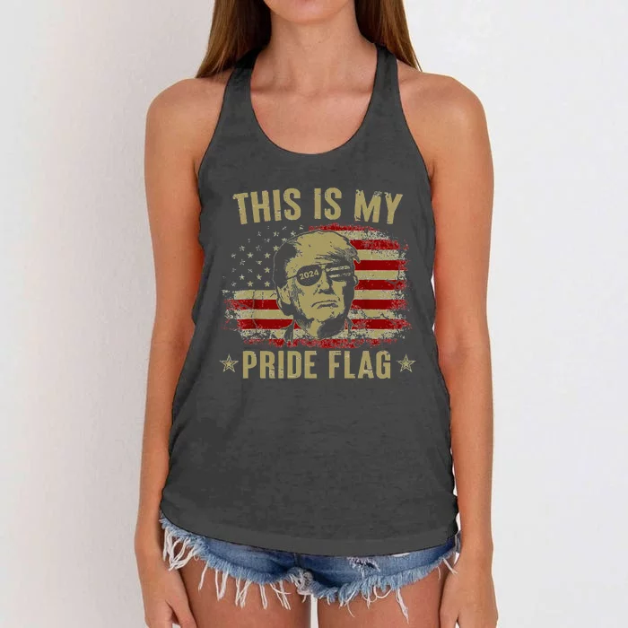 My Pride Flag Usa 4th Of July Patriotic Design Women's Knotted Racerback Tank