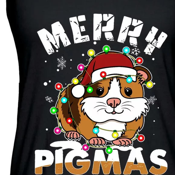 Merry Pigmas Funny Xmas Christmas Guinea Pig Lover Gift Ladies Essential Flowy Tank