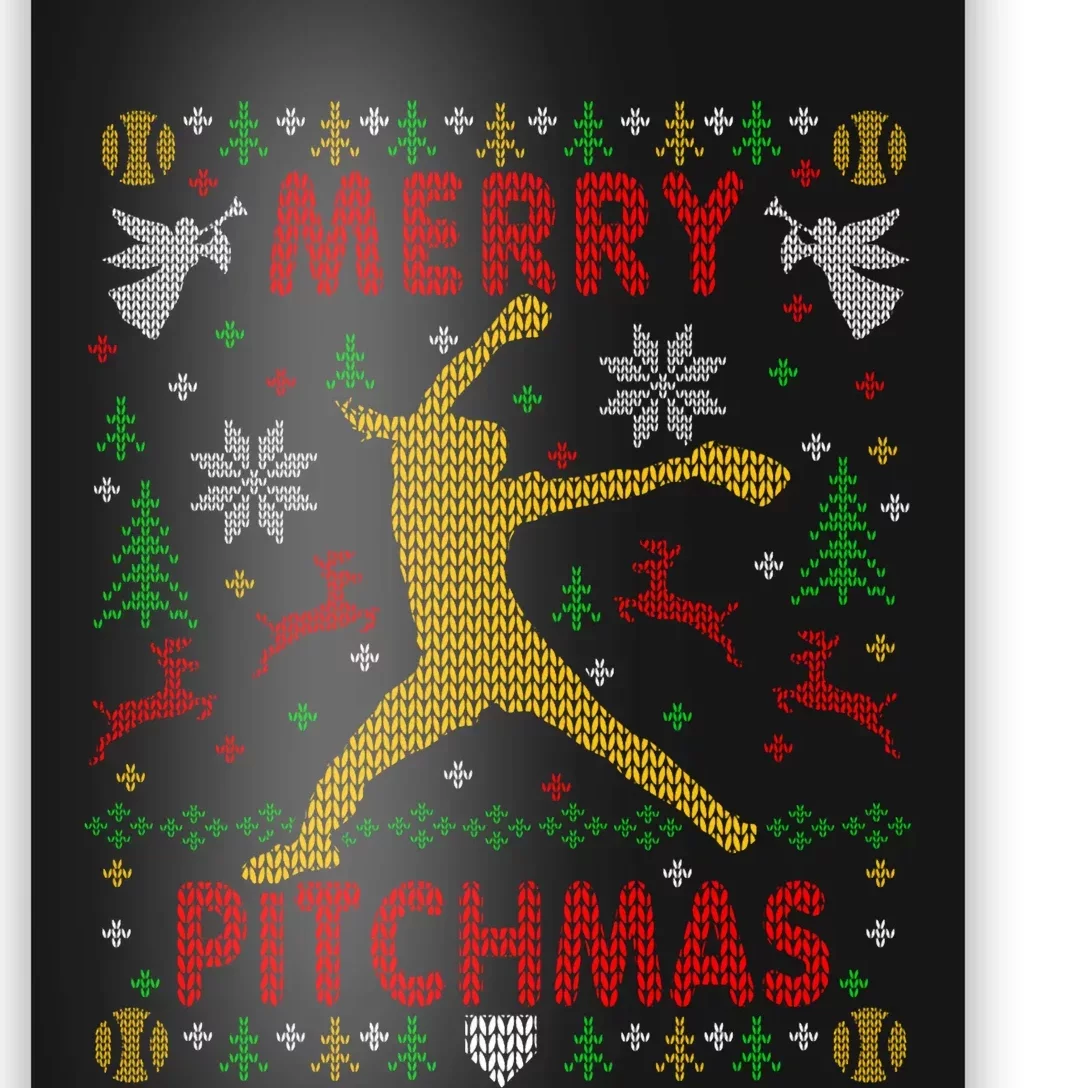 Merry Pitchmas Fastpitch Softball Pitcher Ugly Christmas Poster