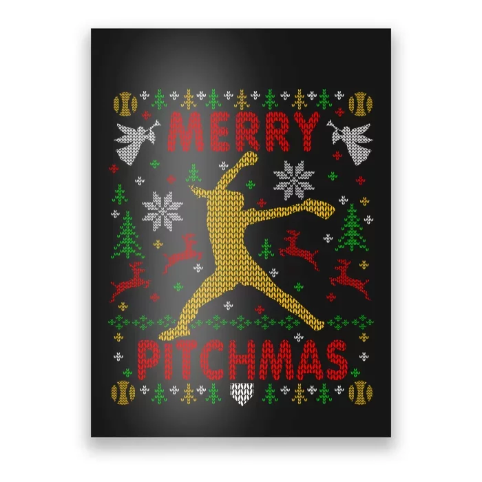 Merry Pitchmas Fastpitch Softball Pitcher Ugly Christmas Poster