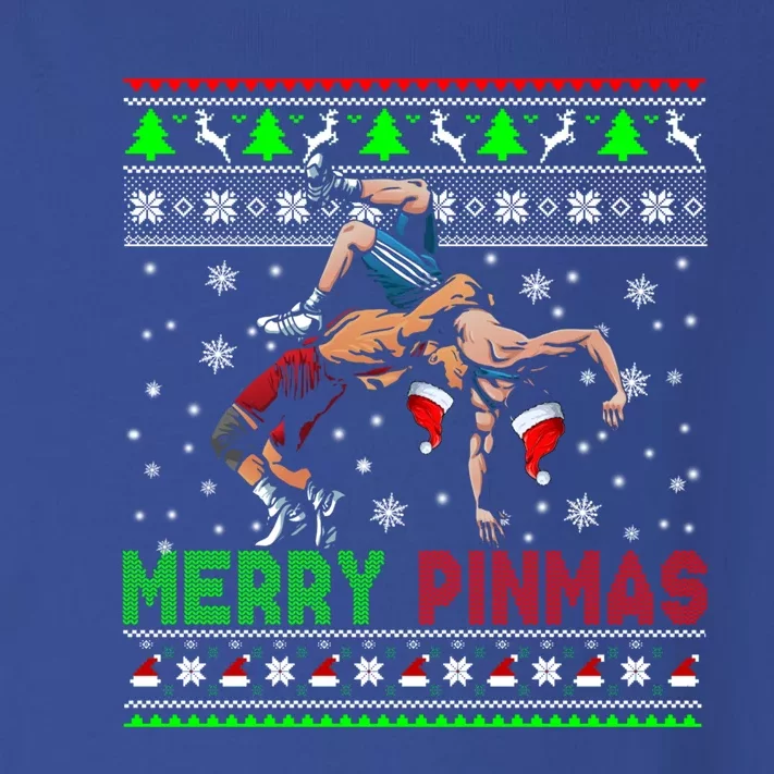 Merry Pinmas Funny Christmas Santa Wrestling Group Gift Toddler Long Sleeve Shirt