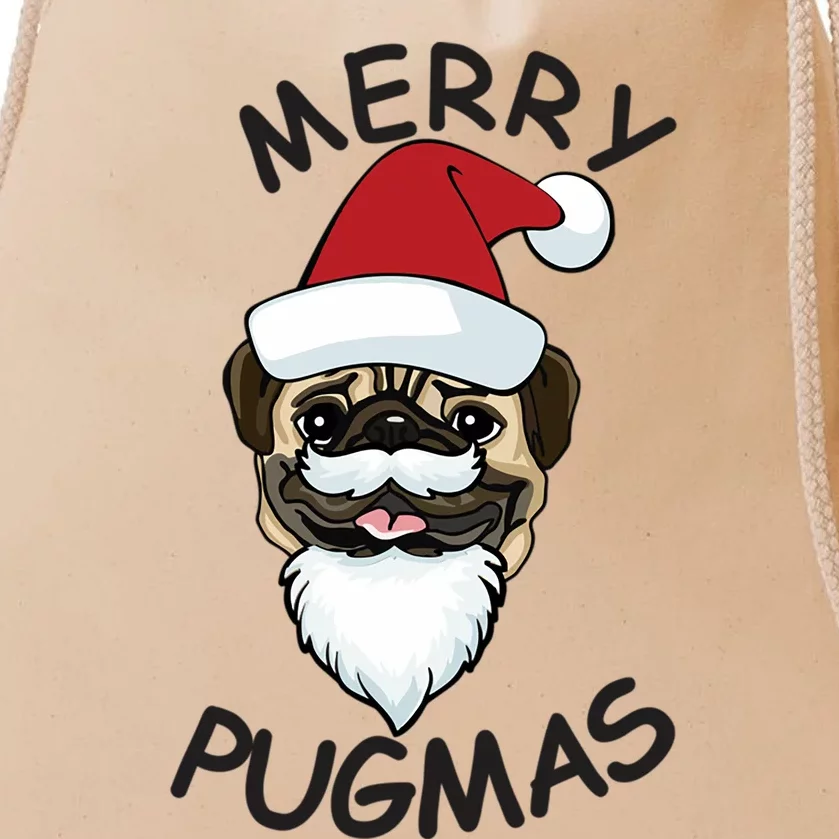 Merry Pugmas Funny Dog Lovers Pug Christmas Gift Drawstring Bag