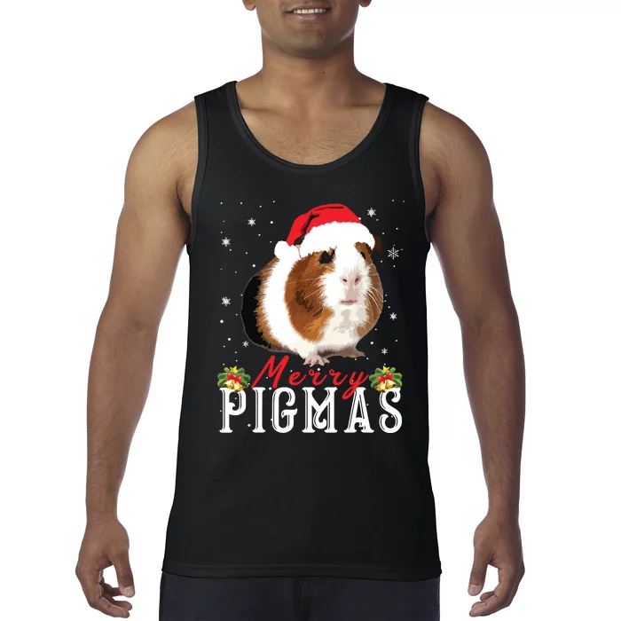 Merry Pigmas Face Mask Funny Guinea Pig Christmas Santa Xmas Tank Top