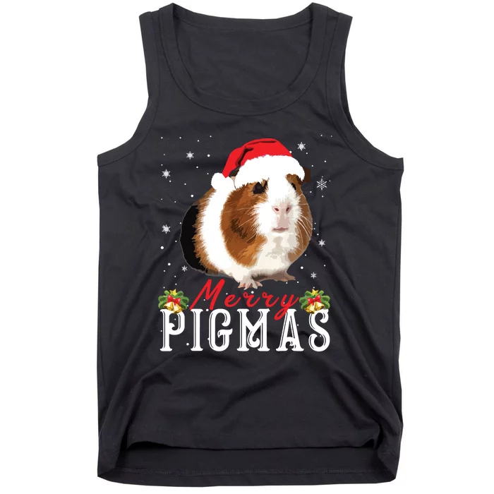 Merry Pigmas Face Mask Funny Guinea Pig Christmas Santa Xmas Tank Top