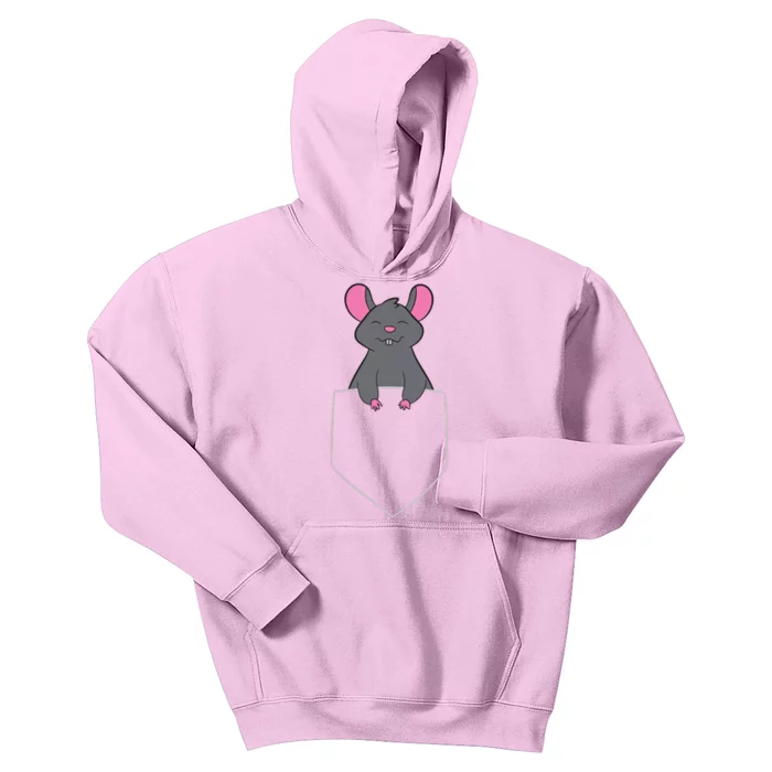 Mouse Pet Funny Mouse In Bag Rat In Pocket Kids Hoodie