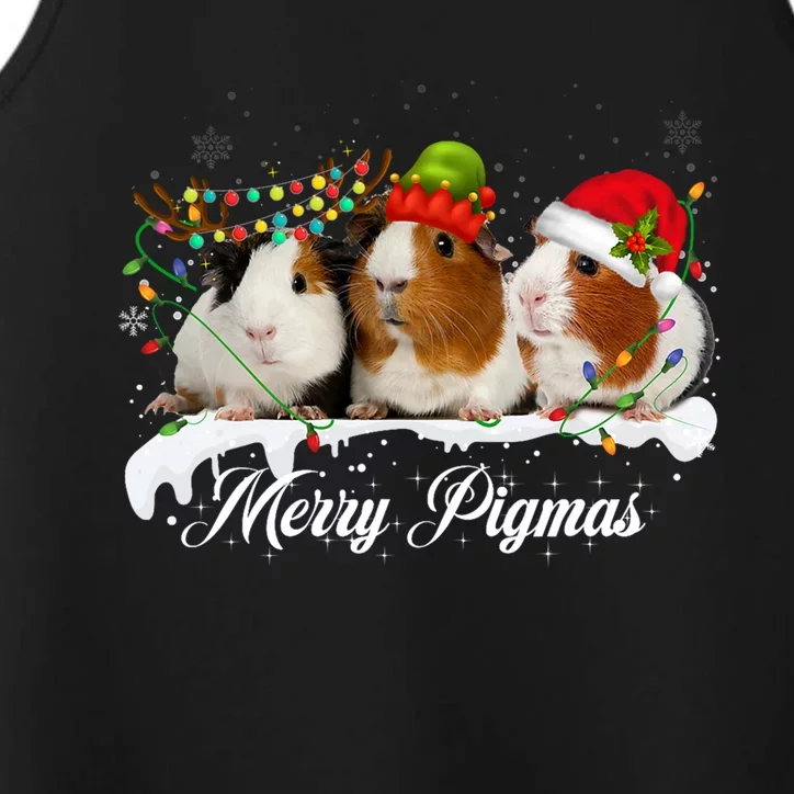 Merry Pigmas Funny Christmas Tree Xmas Light Guinea Pig Gift Performance Tank