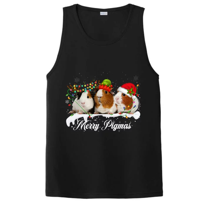 Merry Pigmas Funny Christmas Tree Xmas Light Guinea Pig Gift Performance Tank