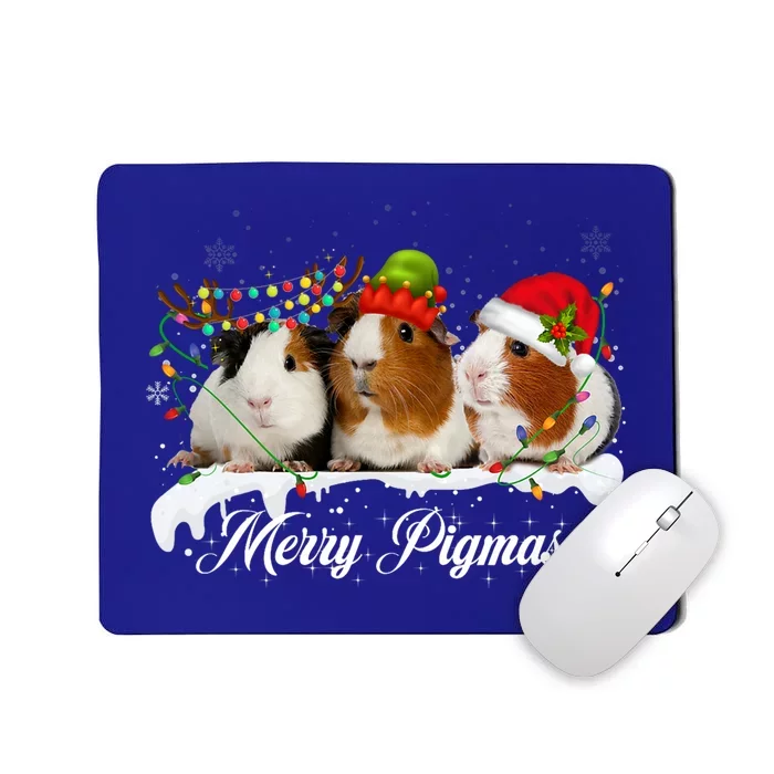 Merry Pigmas Funny Christmas Tree Xmas Light Guinea Pig Gift Mousepad