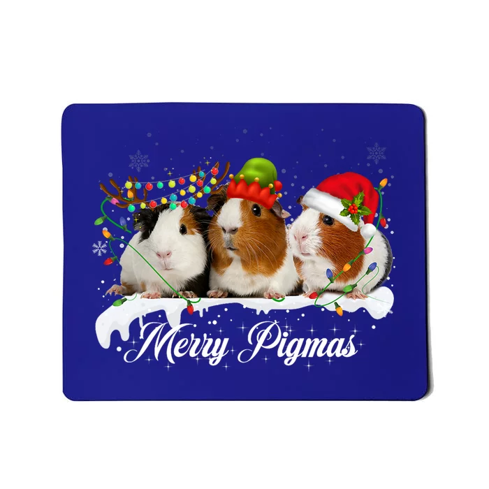 Merry Pigmas Funny Christmas Tree Xmas Light Guinea Pig Gift Mousepad