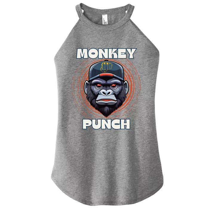 Monkey Punch Graphic Animal Vibes Cute Gift Women’s Perfect Tri Rocker Tank