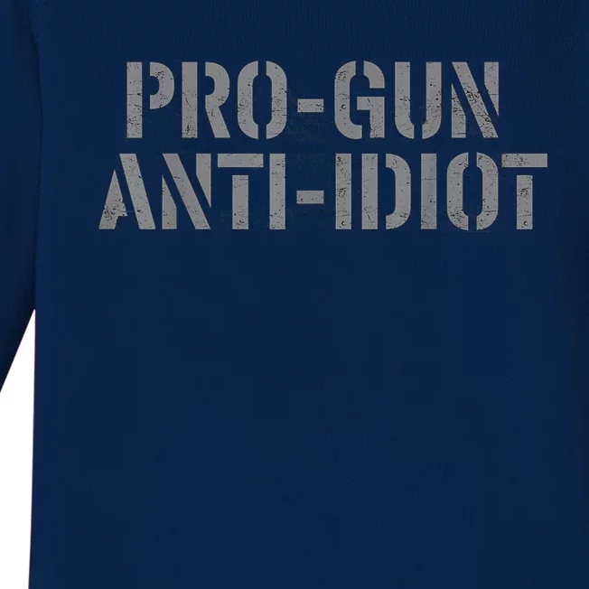 Mens Pro Gun Anti Idiot Baby Long Sleeve Bodysuit