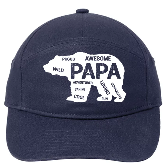 Men Papa Grandpa Bear Top Grandfather Father Day Gift Ideas Gift 7-Panel Snapback Hat