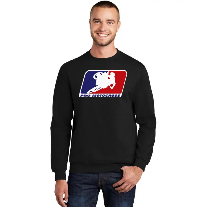 Motocross Pro Gift For Women Blue & Red Dirt Bike Tall Sweatshirt