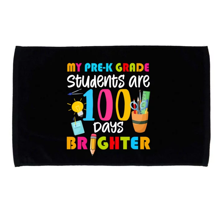 My Pregiftk Grade Students Are 100 Days Brighter Funny 100 Day Funny Gift Microfiber Hand Towel