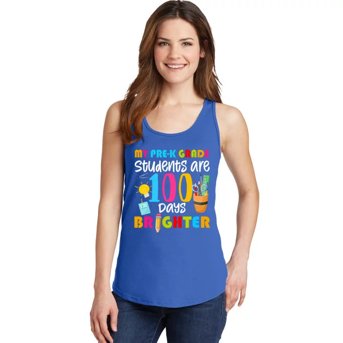 My Pregiftk Grade Students Are 100 Days Brighter Funny 100 Day Funny Gift Ladies Essential Tank