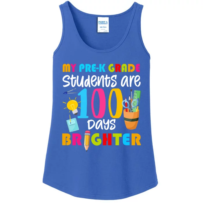 My Pregiftk Grade Students Are 100 Days Brighter Funny 100 Day Funny Gift Ladies Essential Tank