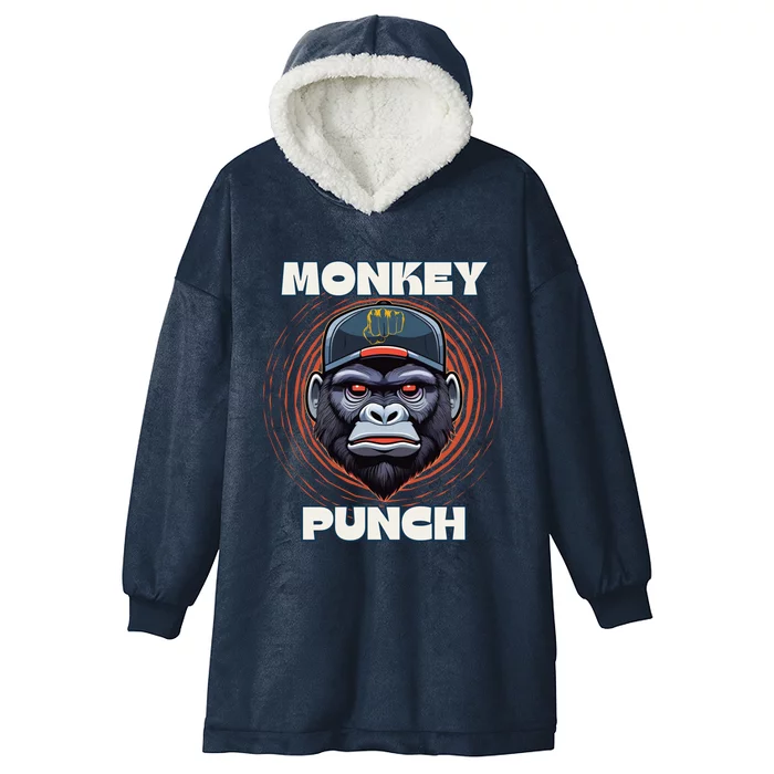 Monkey Punch Graphic Animal Vibes Gift Hooded Wearable Blanket