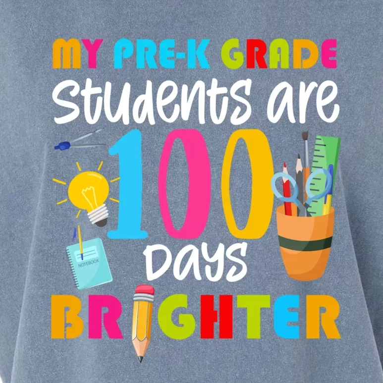 My Pregiftk Grade Students Are 100 Days Brighter Funny 100 Day Gift Garment-Dyed Women's Muscle Tee