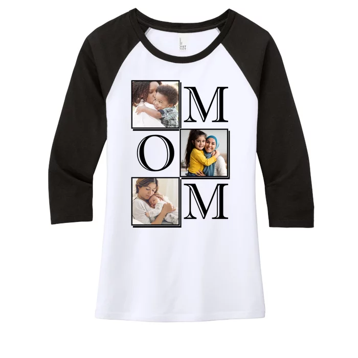 Mom Personalized Gift For Mothers Day Custom Photo Women's Tri-Blend 3/4-Sleeve Raglan Shirt