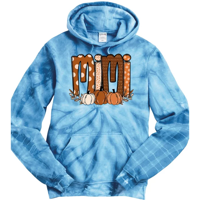 Mimi Pumpkin Halloween Thanksgiving Grandma Fall Leaves Tie Dye Hoodie