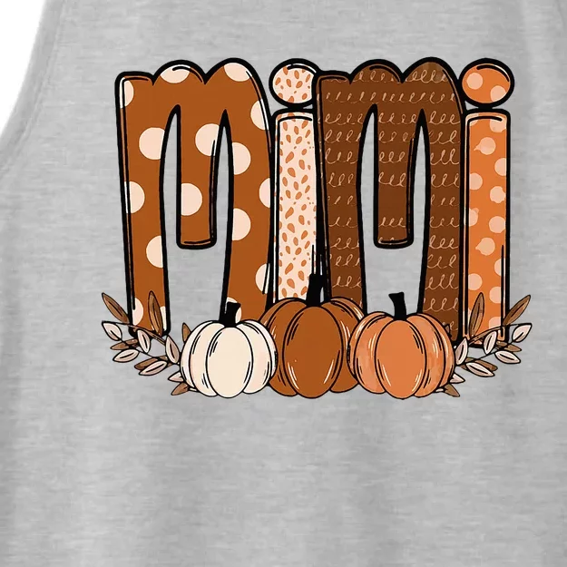 Mimi Pumpkin Halloween Thanksgiving Grandma Fall Leaves Ladies Tri-Blend Wicking Tank