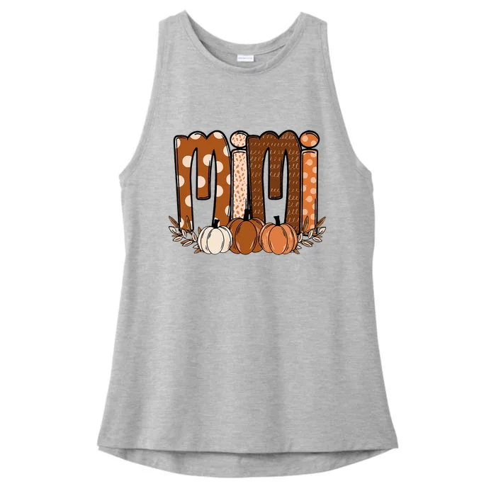 Mimi Pumpkin Halloween Thanksgiving Grandma Fall Leaves Ladies Tri-Blend Wicking Tank