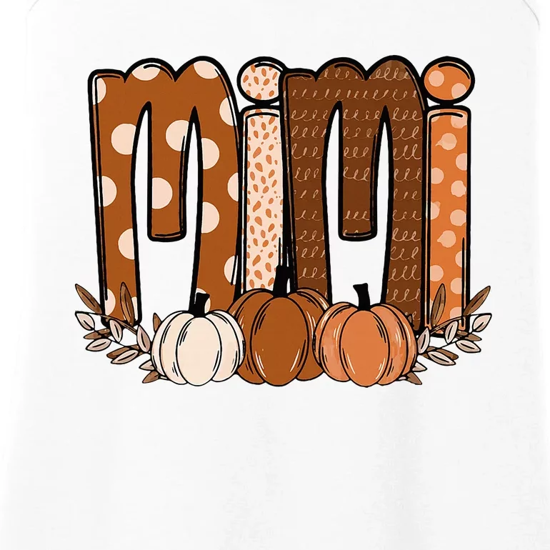 Mimi Pumpkin Halloween Thanksgiving Grandma Fall Leaves Ladies Essential Tank