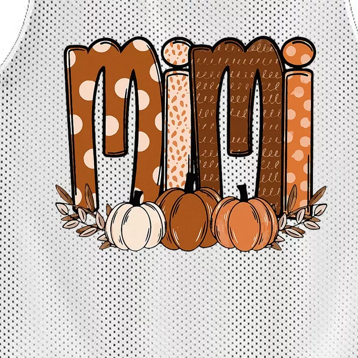 Mimi Pumpkin Halloween Thanksgiving Grandma Fall Leaves Mesh Reversible Basketball Jersey Tank