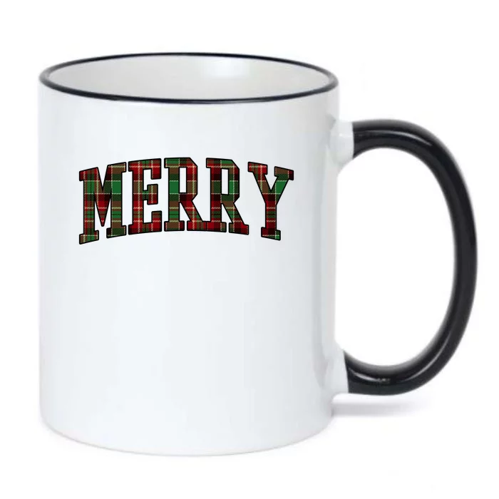 Merry Plaid Holiday Christmas Black Color Changing Mug