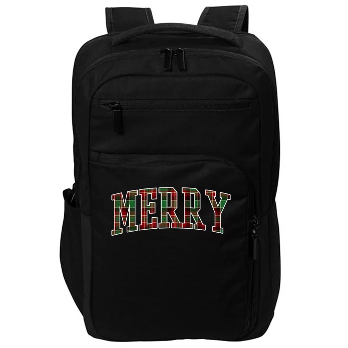 Merry Plaid Holiday Christmas Impact Tech Backpack