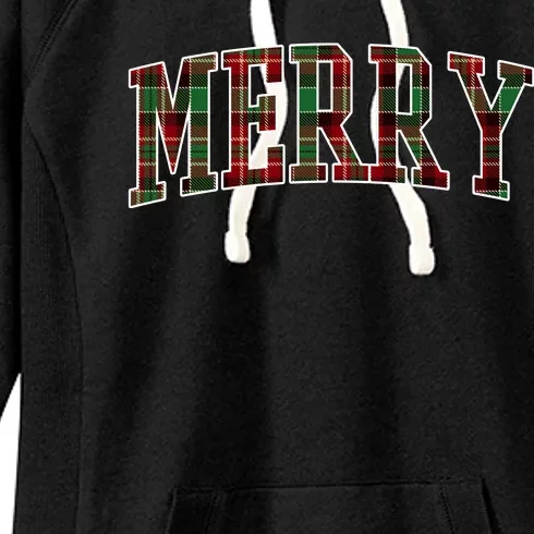 Merry Plaid Holiday Christmas Women's Fleece Hoodie