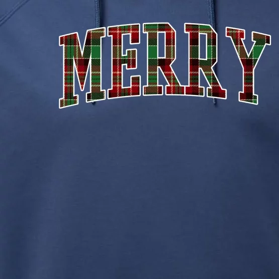 Merry Plaid Holiday Christmas Performance Fleece Hoodie