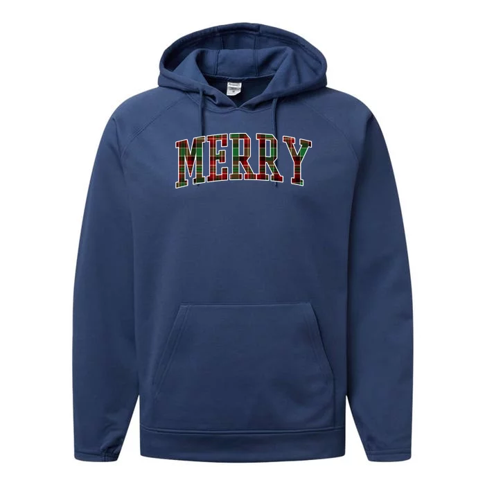 Merry Plaid Holiday Christmas Performance Fleece Hoodie