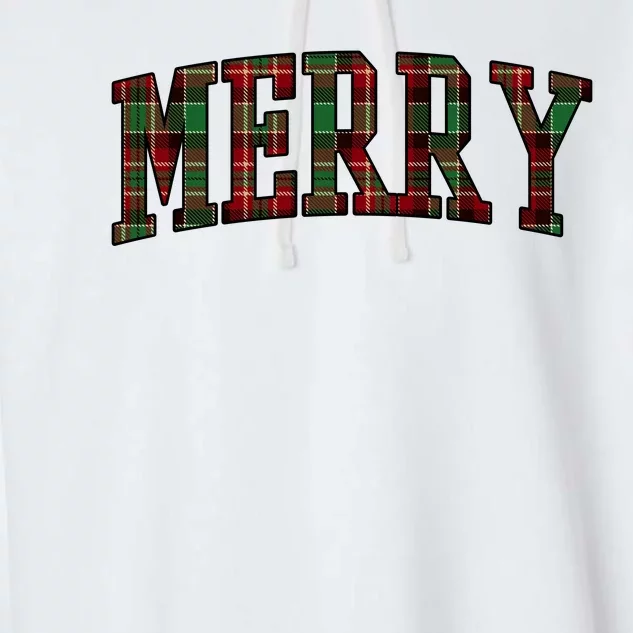 Merry Plaid Holiday Christmas Garment-Dyed Fleece Hoodie