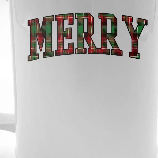 Merry Plaid Holiday Christmas Front & Back Beer Stein