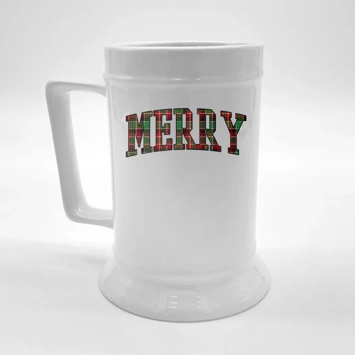 Merry Plaid Holiday Christmas Front & Back Beer Stein