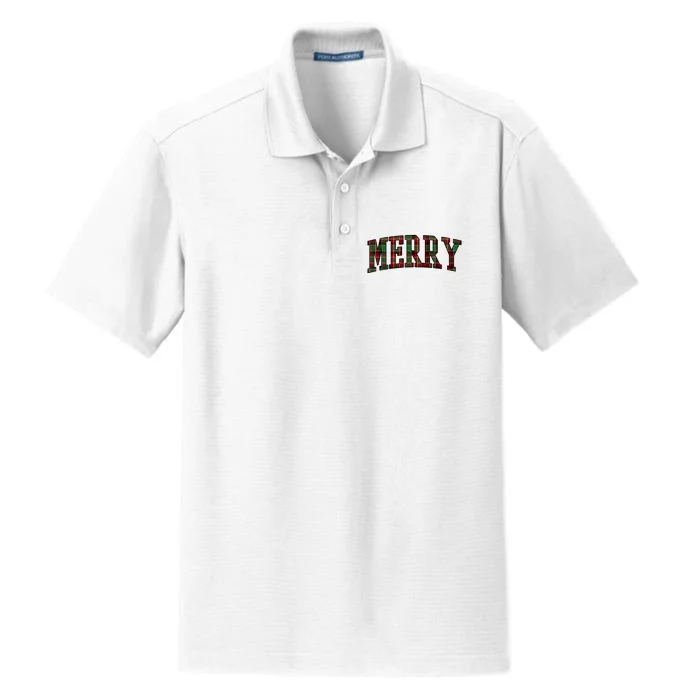 Merry Plaid Holiday Christmas Dry Zone Grid Performance Polo