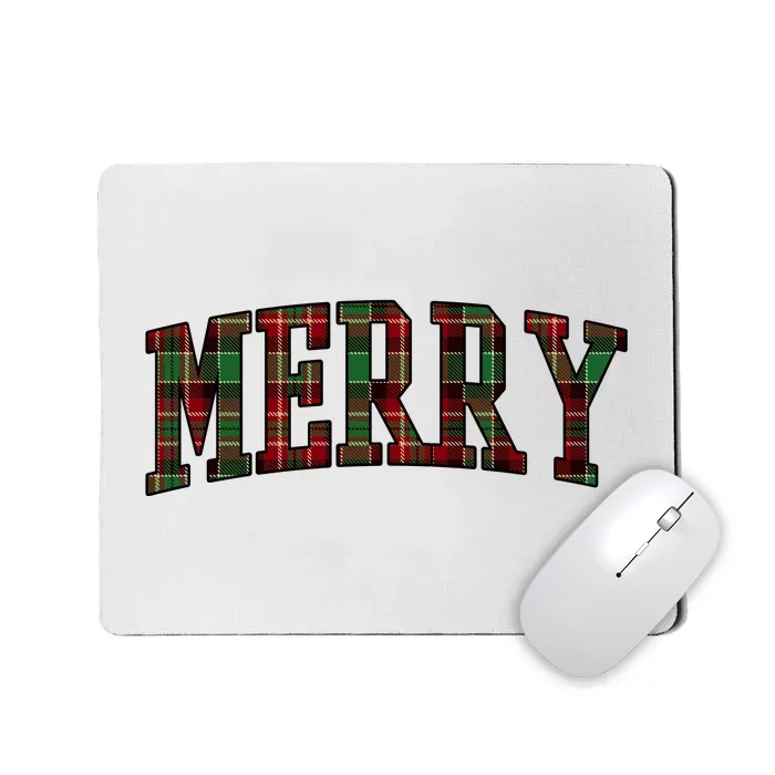 Merry Plaid Holiday Christmas Mousepad