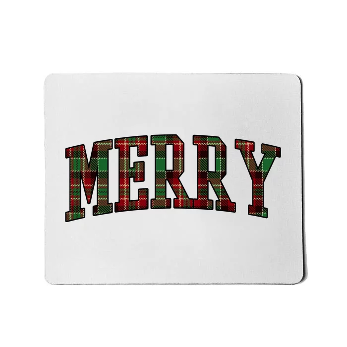 Merry Plaid Holiday Christmas Mousepad