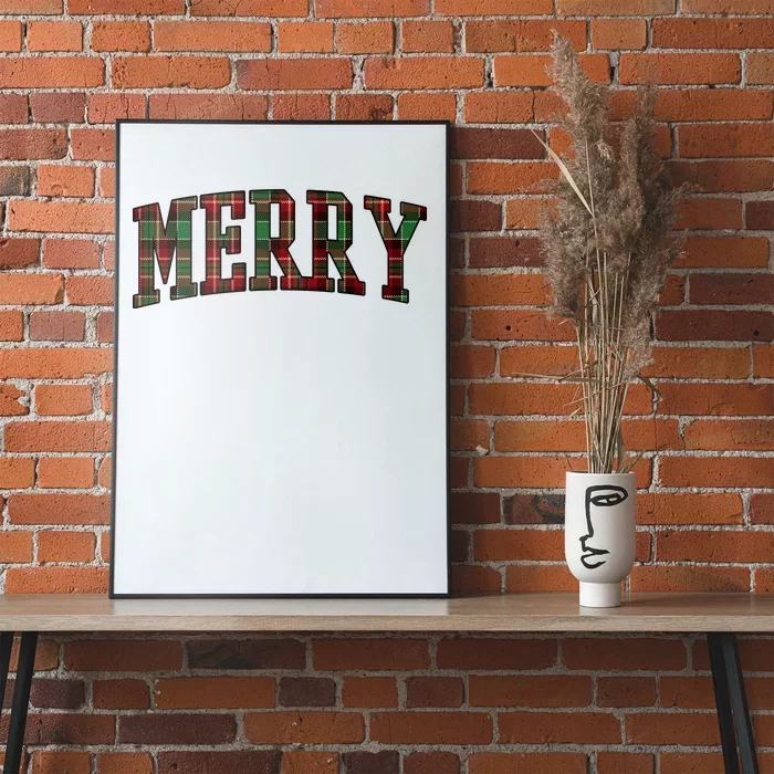 Merry Plaid Holiday Christmas Poster