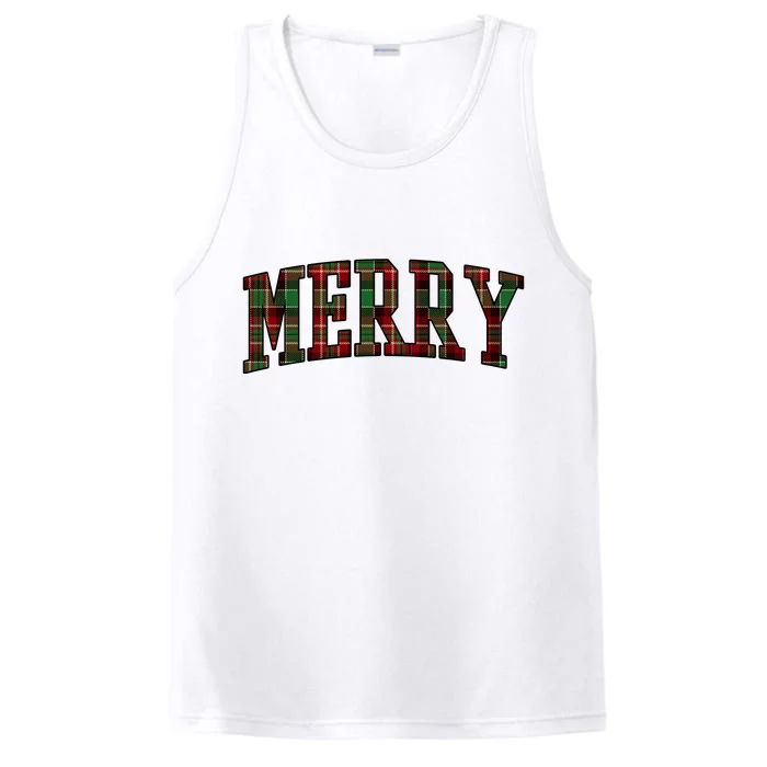 Merry Plaid Holiday Christmas Performance Tank