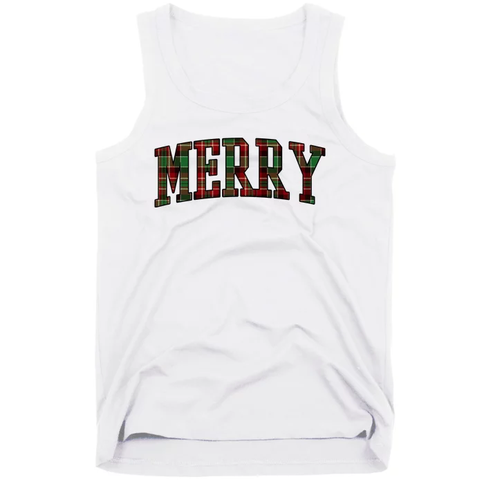 Merry Plaid Holiday Christmas Tank Top