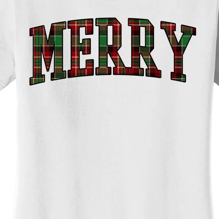 Merry Plaid Holiday Christmas Women's T-Shirt