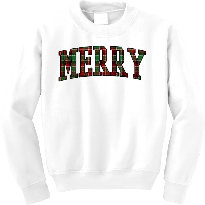 Merry Plaid Holiday Christmas Kids Sweatshirt